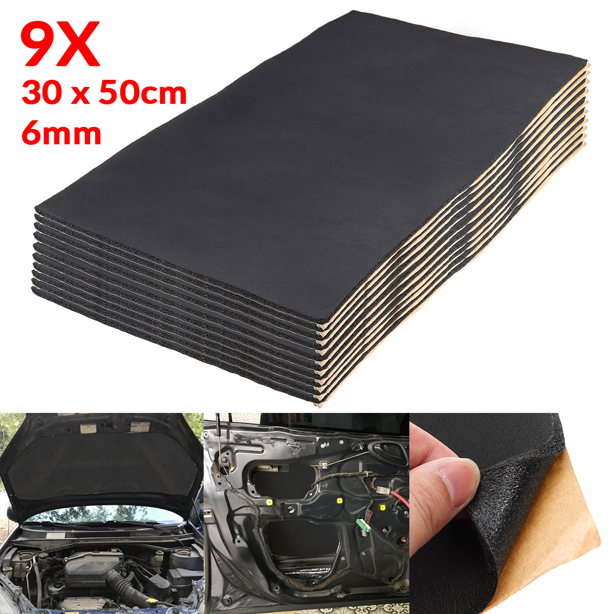 30cm50cm6mm-9pcs-Car-Insulation-Mat-Van-Sound-Proofing-Deadening-Foam-Protector-1585360