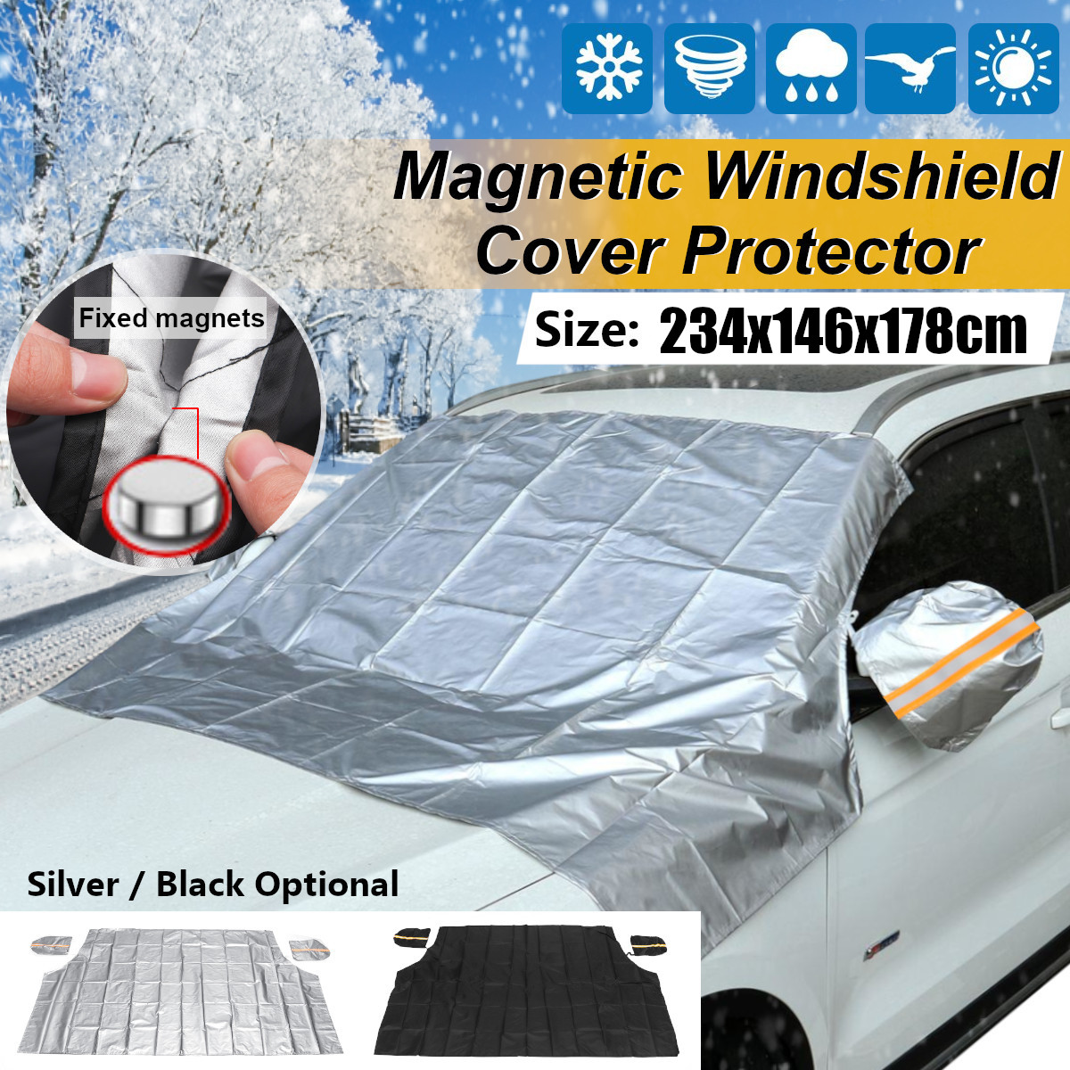 Large-Orange-Car-Magnetic-Windshield-Cover-Snow-Sun-Rain-Protector-for-Pickup-SUV-1416635