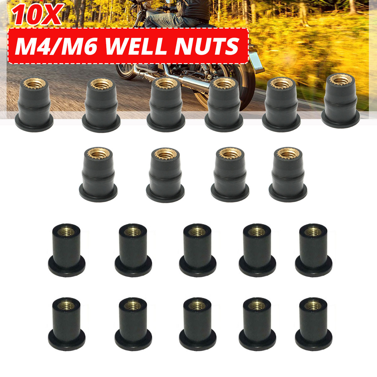 10PCS-M5M4M6-Motorcycles-Windshield-Windscreen-Bolts-Kit-Metric-Rubber-Well-Nuts-1703369