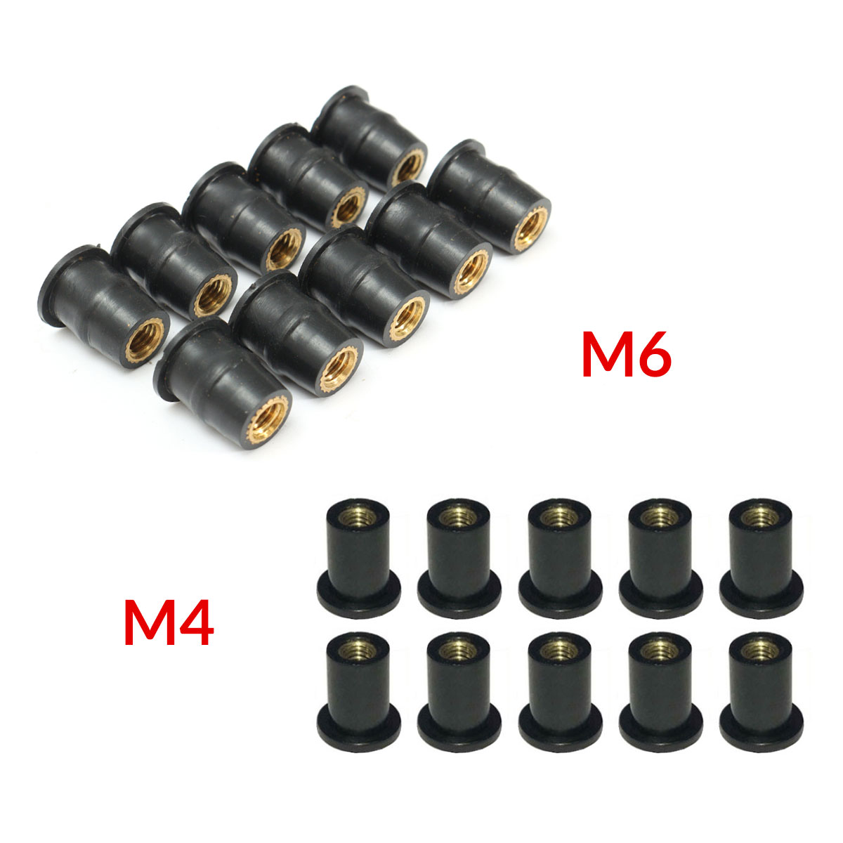 10PCS-M5M4M6-Motorcycles-Windshield-Windscreen-Bolts-Kit-Metric-Rubber-Well-Nuts-1703369