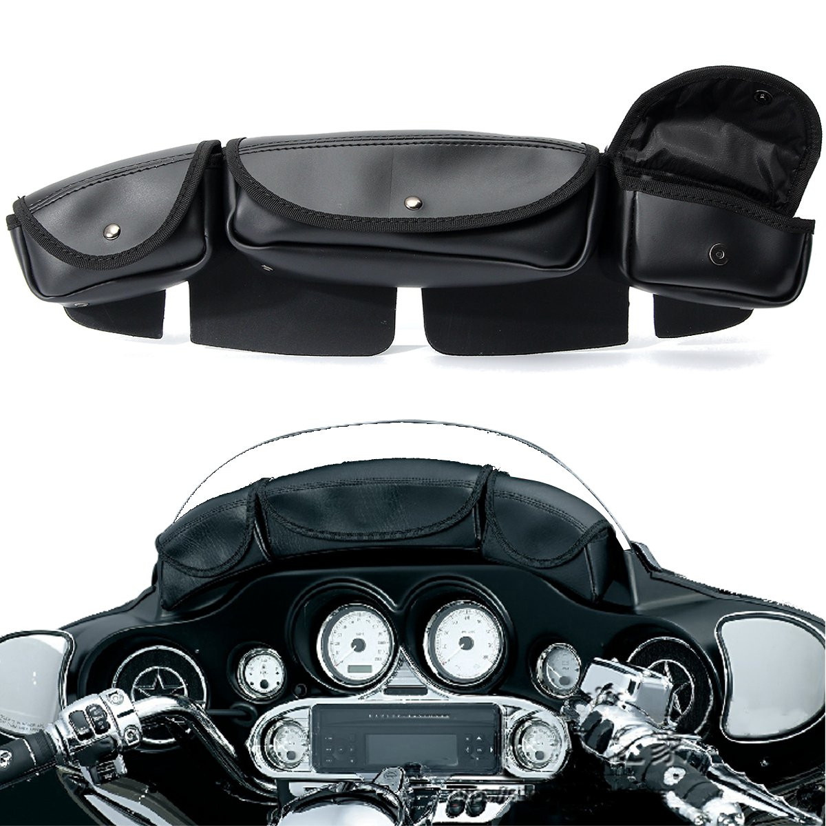 3-Pouch-Pocket-Wind-Shield-Bag-Fairing-For-Harley-Electra-Street-Glide-Touring-1110993