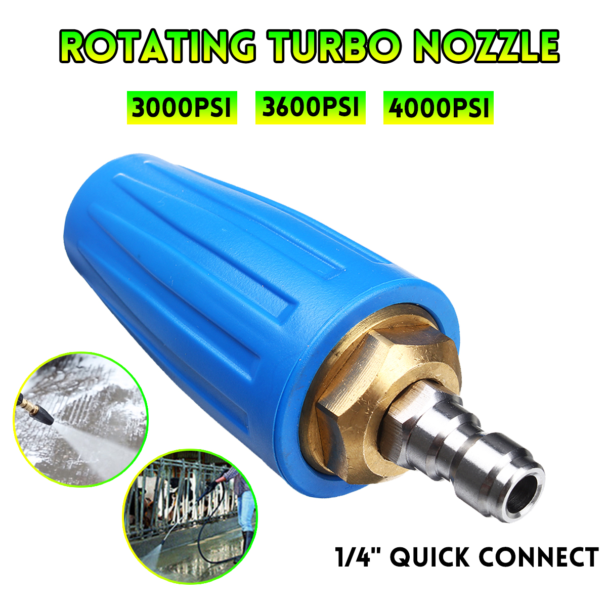 300036004000PSI-Rotating-Turbo-Nozzle-14-Quick-Connect-Pressure-Washer-Cleaner-Spray-1543174