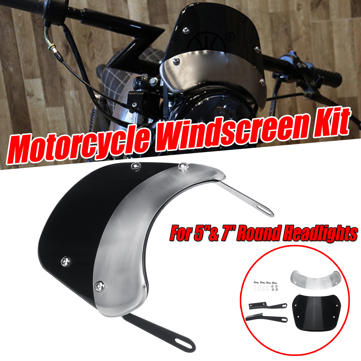 5-Inch-7-Inch-Round-Motorcycle-Headlights-Windshield-Windscreen-Universal-Fitting-1583797