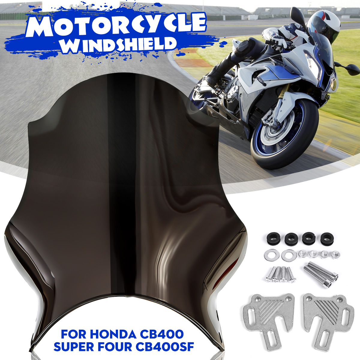 Motorcycle-ABS-Black-Windshield-Windscreen-For-Honda-CB400-Super-Four-CB400SF-1472575