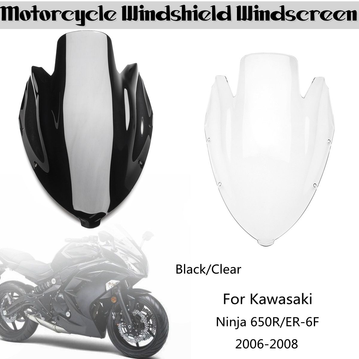 Motorcycle-ABS-Windshield-Windscreen-Fairing-Part-For-Kawasaki-Ninja-650R-ER-6F-2006-2008-1416776