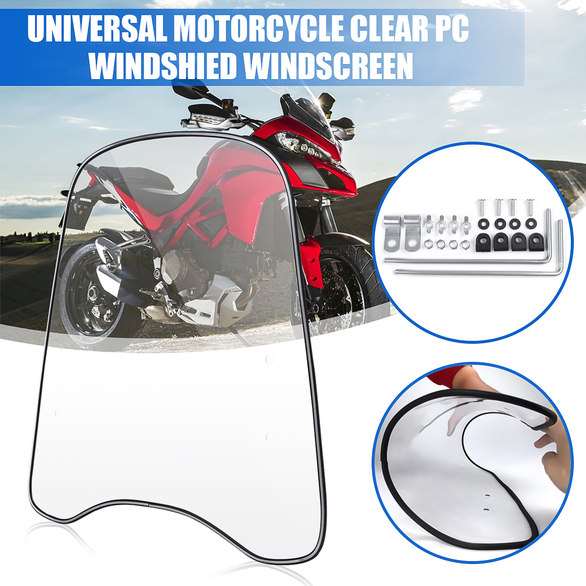 Motorcycle-Clear-Deflector-PC-Windshield-Windscreen-Universal-Accessories-1636434
