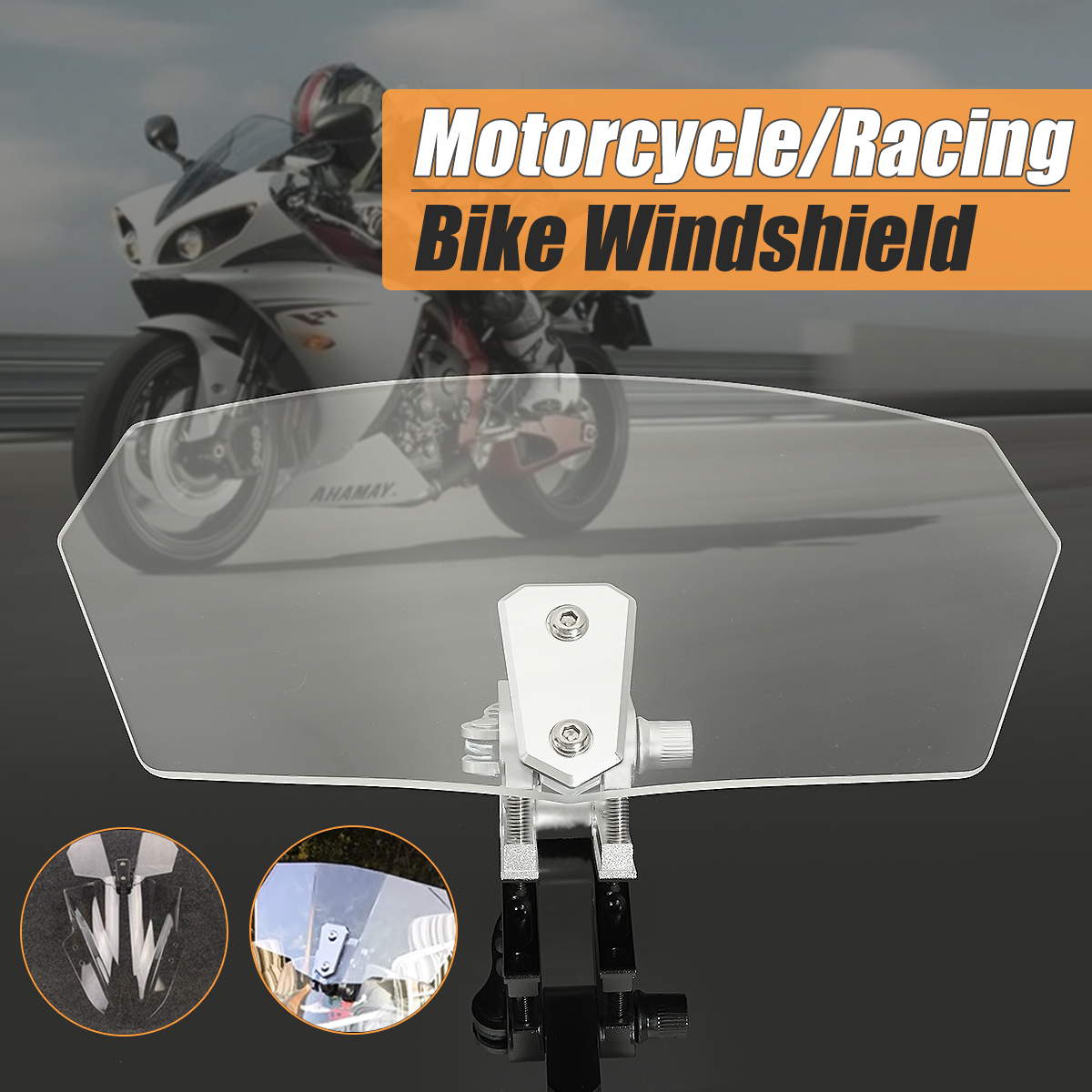 Motorcycle-Universal-Clear-Windshield-Windscreedn-Screen-Protector-Sport-Bike-1739772