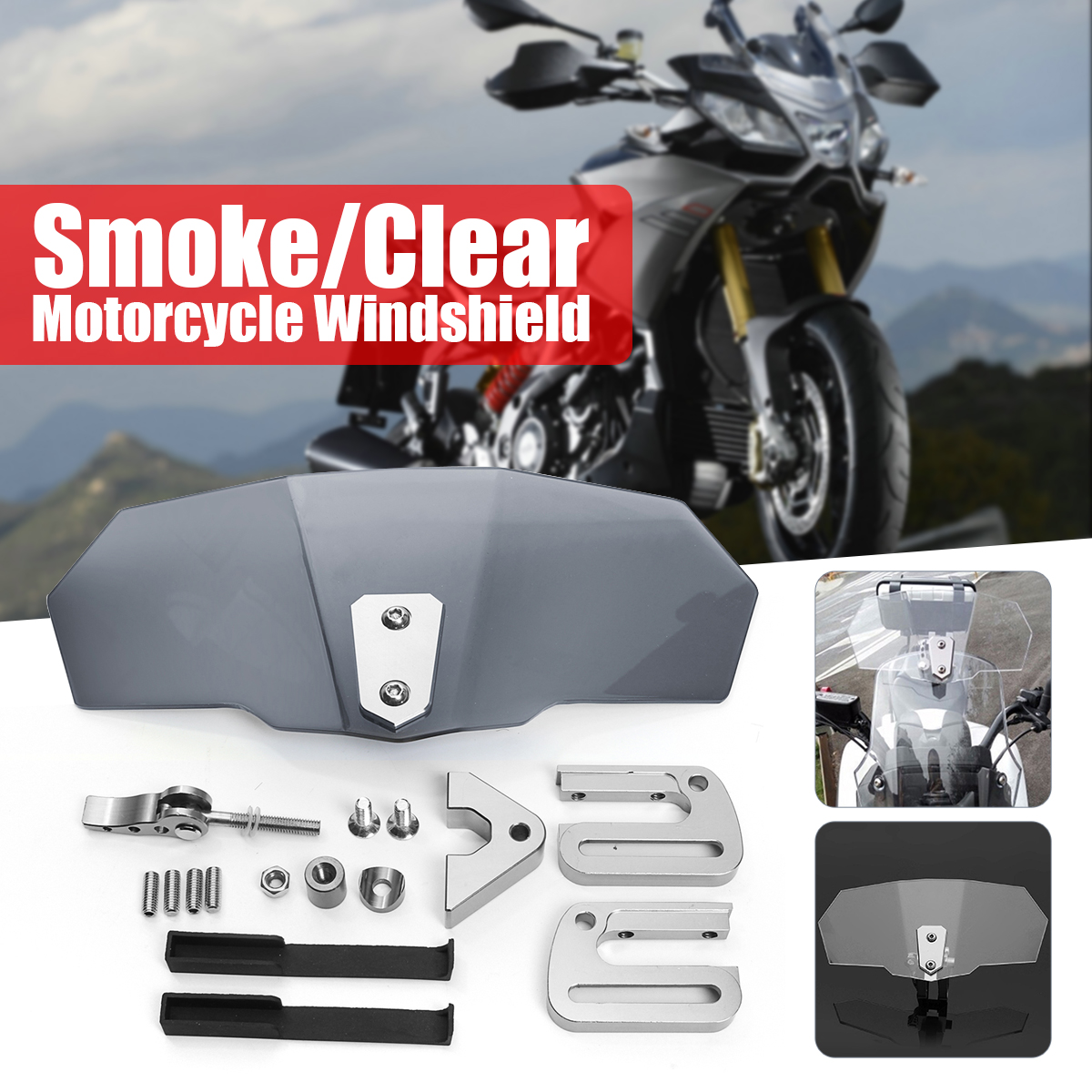 Motorcycle-Windshield-Screen-Extension-Spoiler-Wind-Deflector-Adjustable-Clip-On-Universal-1697056