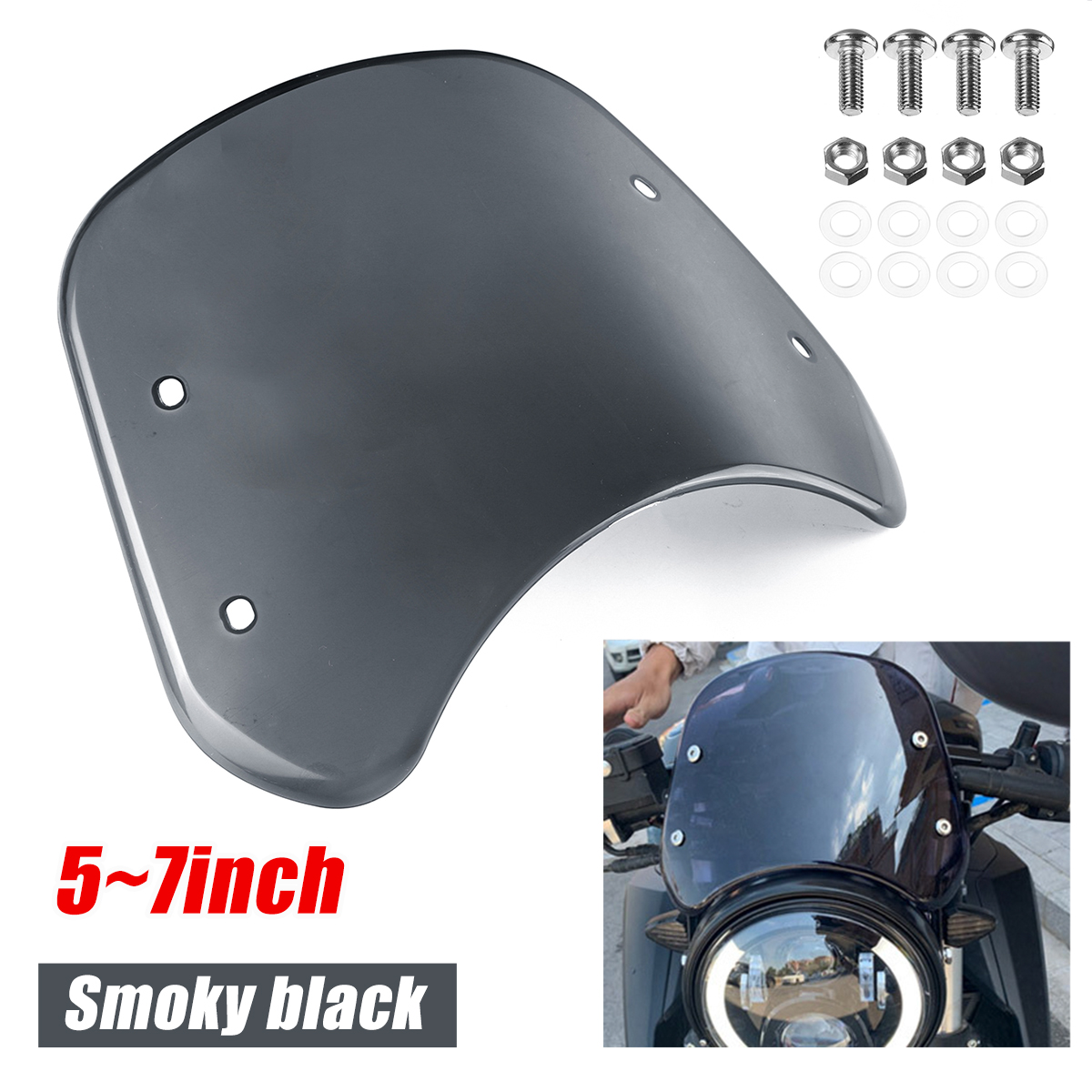 Motorcycle-Windshield-Wind-Deflector-57quot-Headlight-Windscreen-For-Honda-Yamaha-1766565