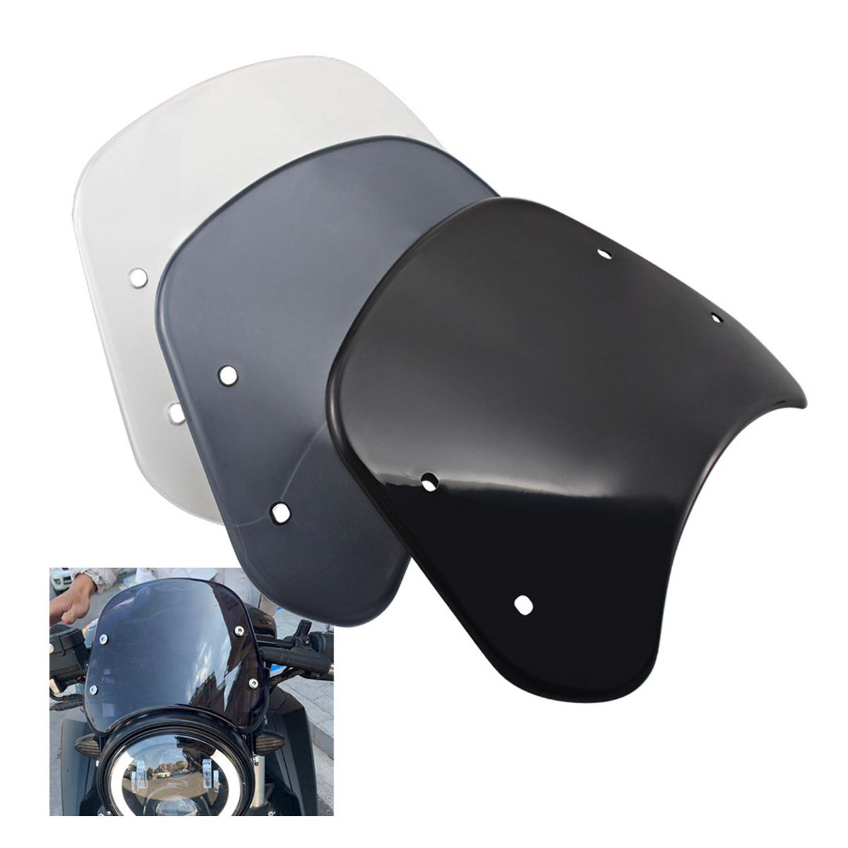 Motorcycle-Windshield-Wind-Deflector-57quot-Headlight-Windscreen-For-Honda-Yamaha-1766565