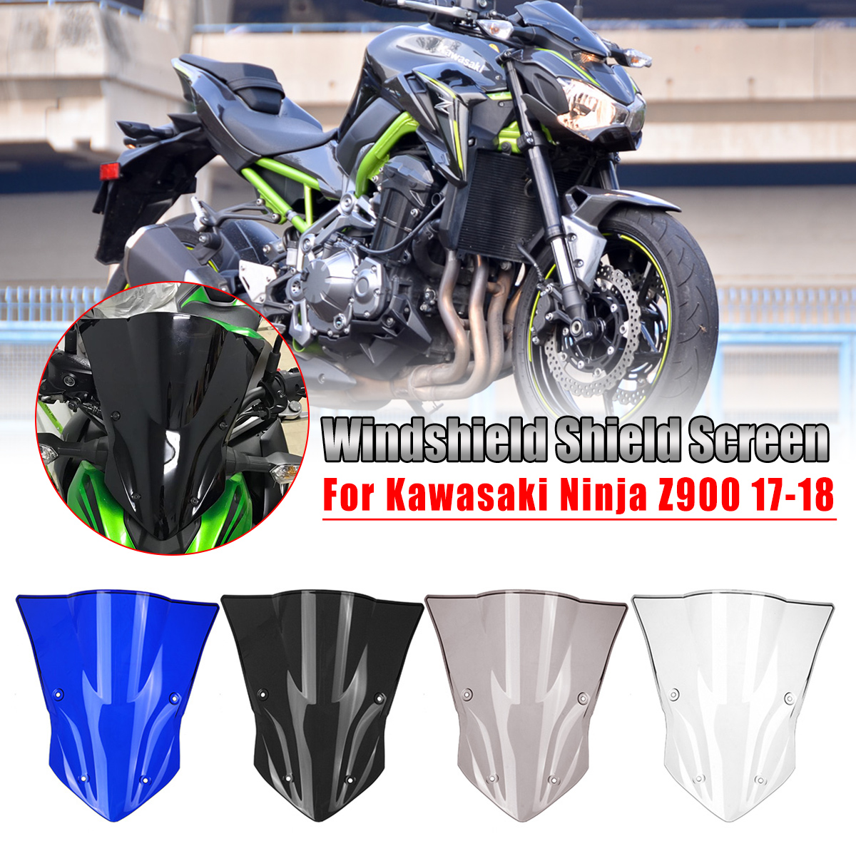 Motorcycle-Windshield-WindScreen-Double-Bubble-For-Kawasaki-Ninja-Z900-2017-2018-1566037