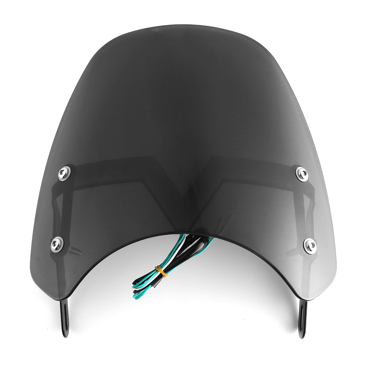 Universal-5-7quot-Black-Round-Headlight-Front-Fairing-Motorcycle-Windshield-Windscreen-With-LED-1718143