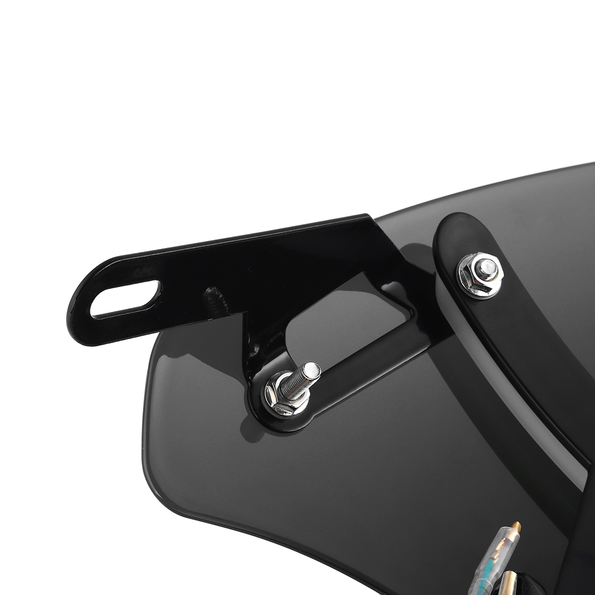 Universal-5-7quot-Black-Round-Headlight-Front-Fairing-Motorcycle-Windshield-Windscreen-With-LED-1718143