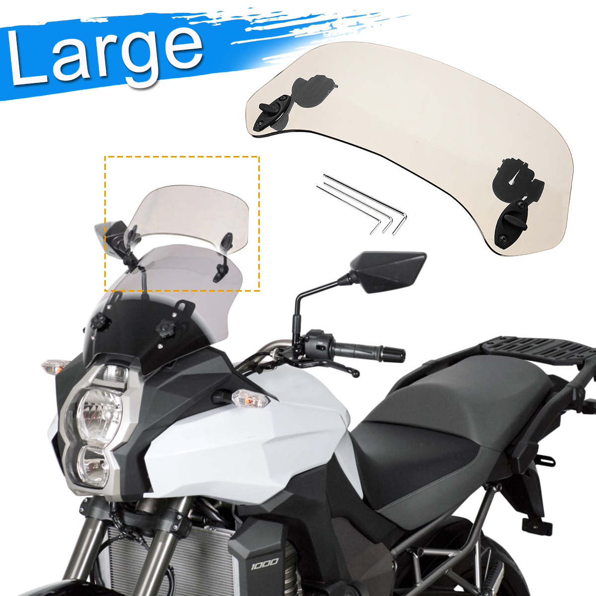 Universal-Adjustable-Clip-On-Brown-Windshield-Extension-Spoiler-Wind-Big-Windscreen-Deflector-For-Mo-1435561
