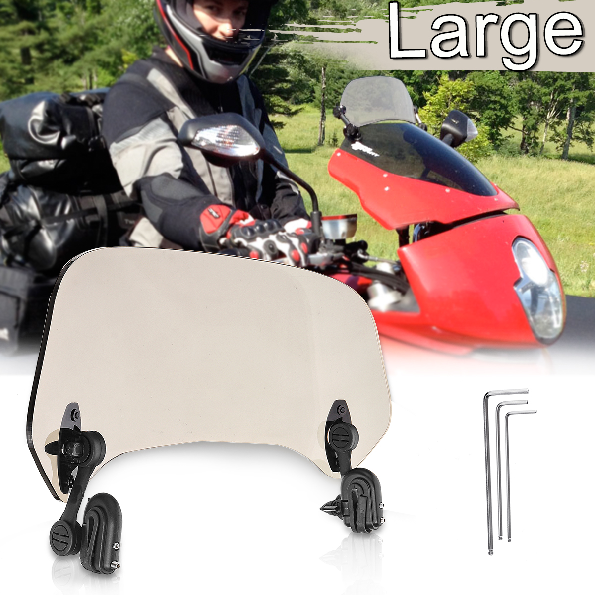 Universal-Adjustable-Clip-On-Brown-Windshield-Extension-Spoiler-Wind-Big-Windscreen-Deflector-For-Mo-1435561