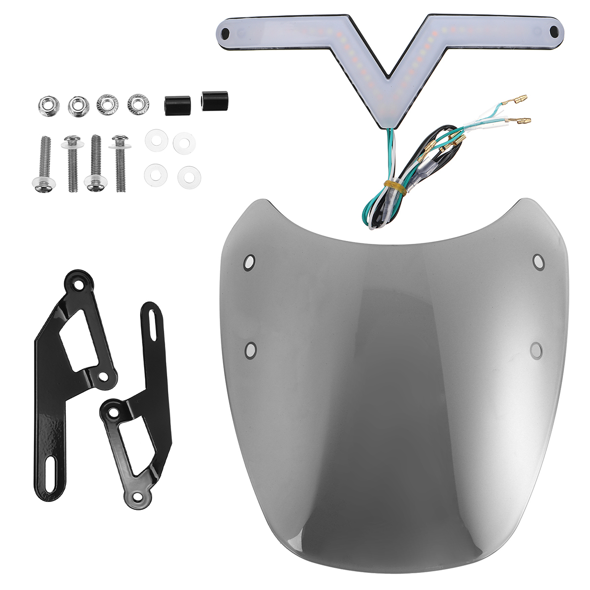 Universal-LED-Front-Fairing-Windshield-Motorcycle-Windscreen-Fitting-5quot-7quot-Round-Headlight-1718145