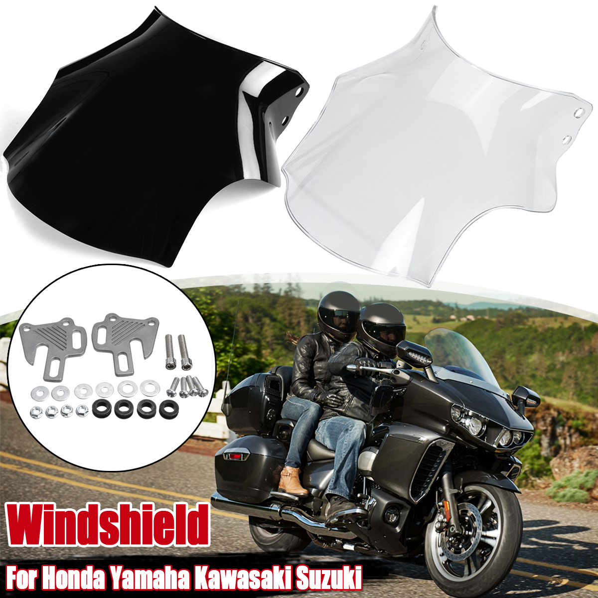 Universal-Motorcycle-Plastic-Screen-Windshield-For-Honda-Yamaha-Kawasaki-Suzuki-1622800