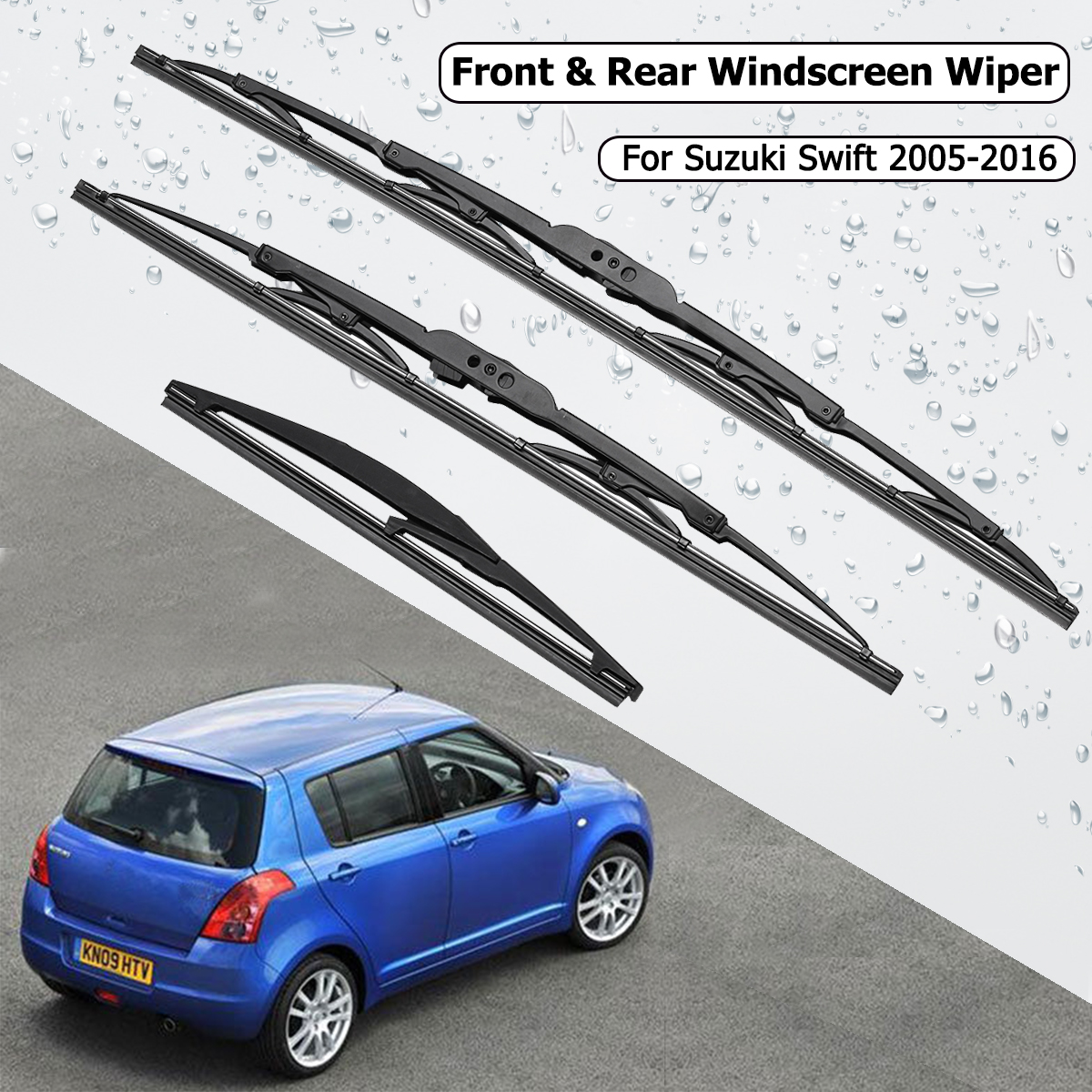 Car-Vehicle-Standard-Front-Rear-Windscreen-Wiper-Blades-21quot-18quot-11quot-for-Suzuki-Swift-2005-2-1541480