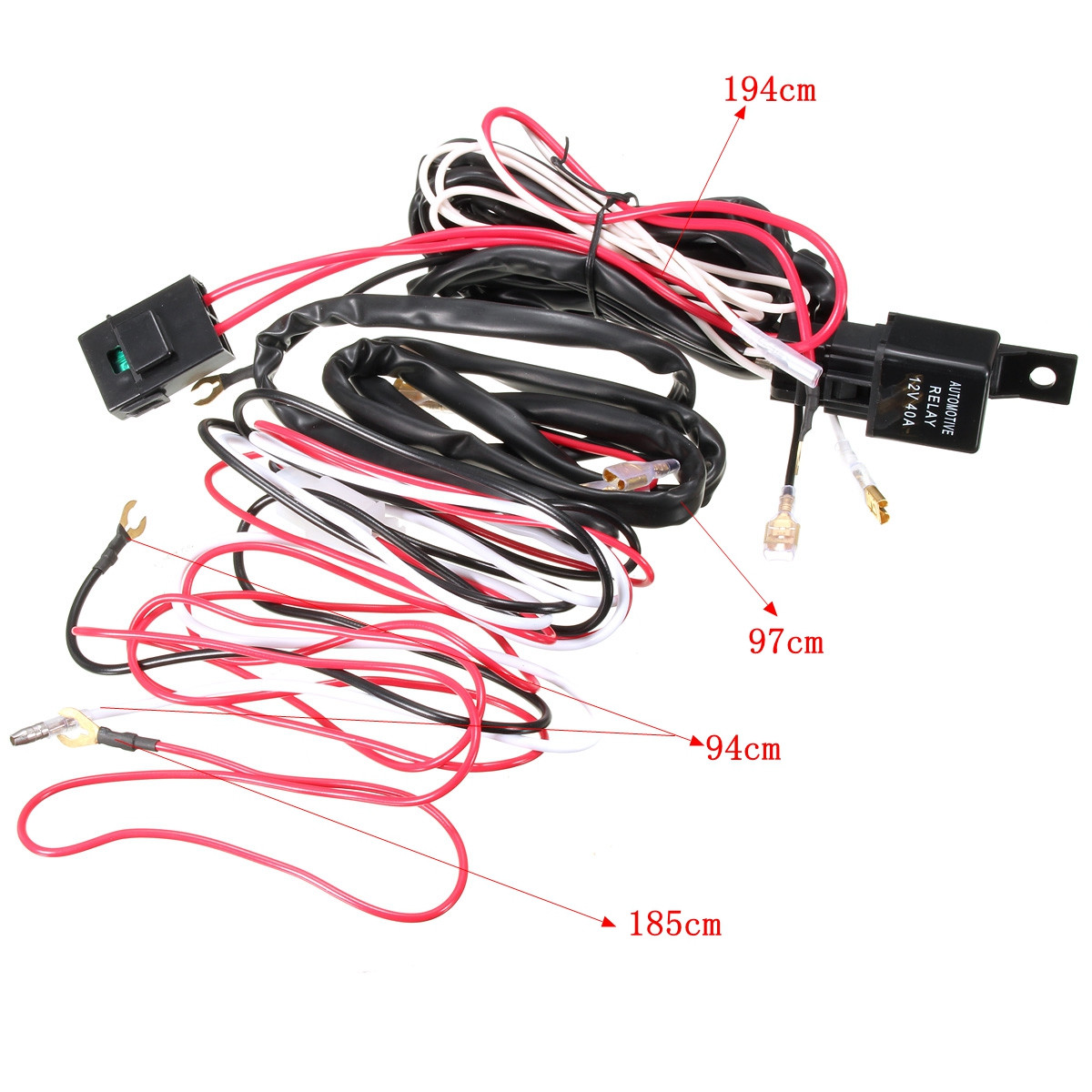 12V-40A-LED-Fog-Light-Wiring-Harness-Laser-Rocker-Switch-Relay-Fuse-Kit-1052257