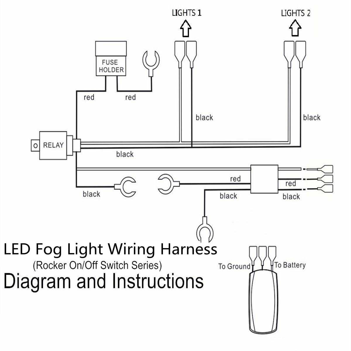 12V-40A-LED-Fog-Light-Wiring-Harness-Laser-Rocker-Switch-Relay-Fuse-Kit-1052257