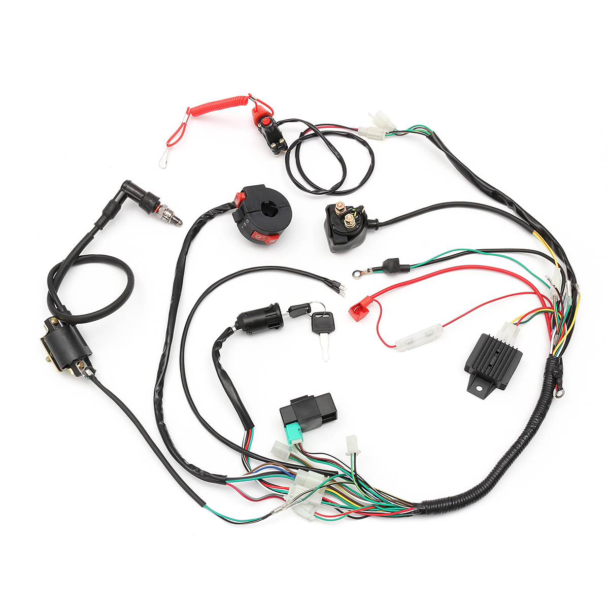 50cc-70cc-110cc-125cc-Wiring-Harness-Loom-Solenoid-Coil-Rectifier-CDI-For-ATV-Quad-Bike-Go-Kart-1132511